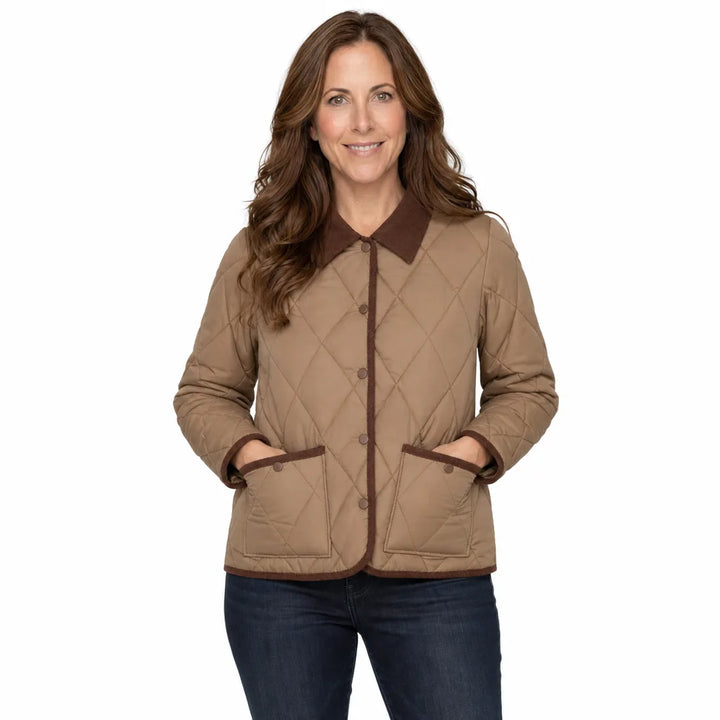 Women's Beige Havelock Quilted Padded Jacket