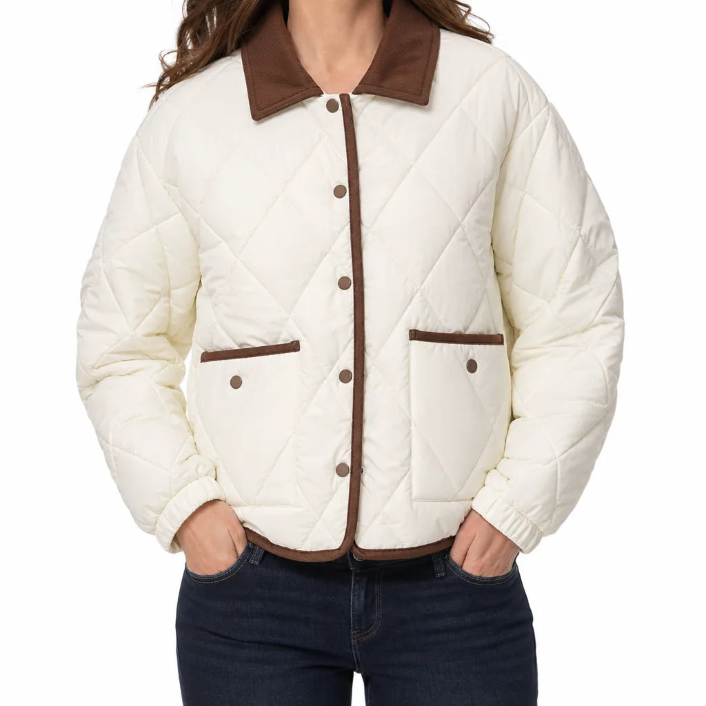 Ottilie | Quilted Jacket - Color:Off White;Size:XL