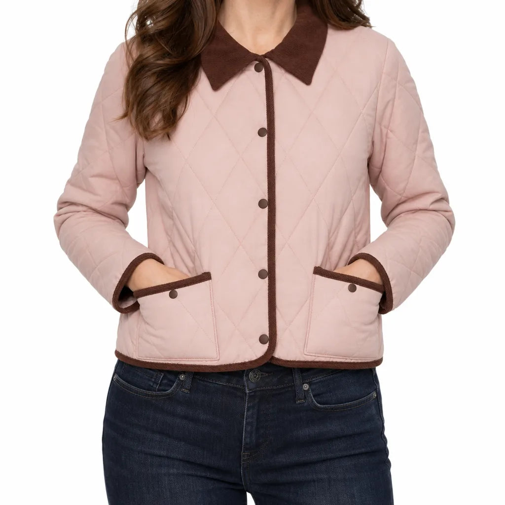 Ottilie | Quilted Jacket - Color:Pink;Size:XL
