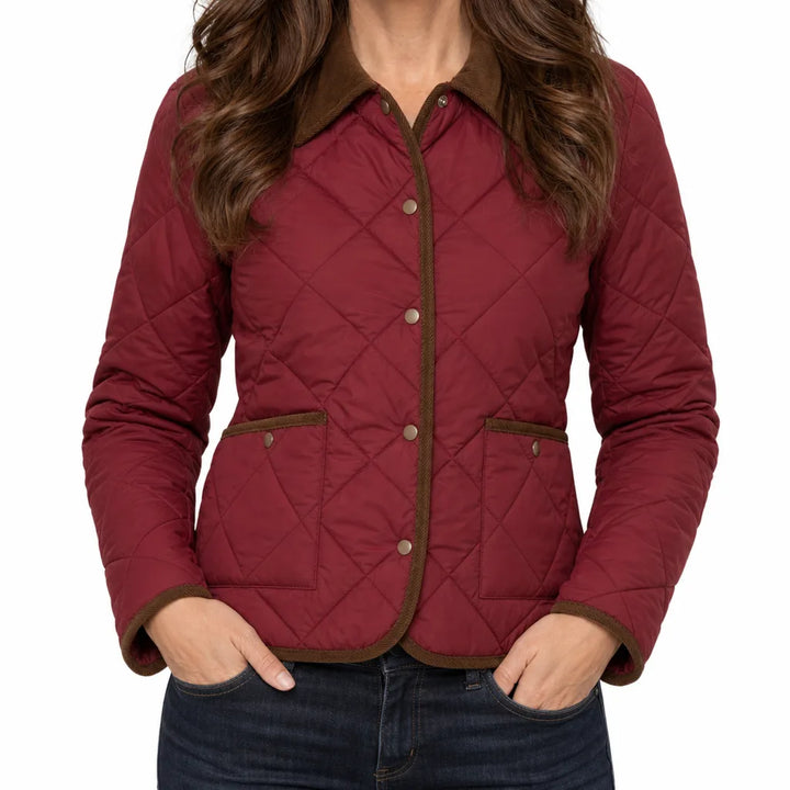 Ottilie | Quilted Jacket - Color:Red;Size:XL