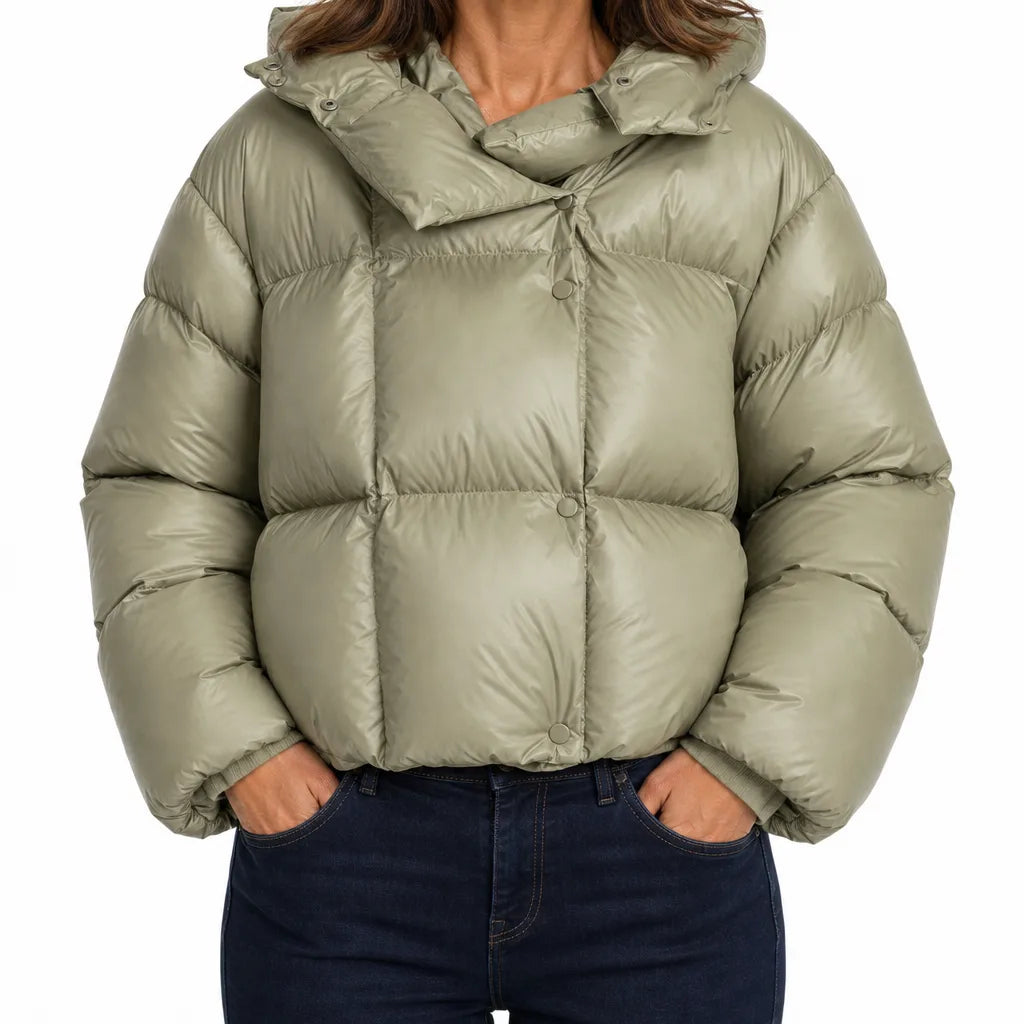 Owen Quilted Hooded Jacket - Color:Green;Size:XS