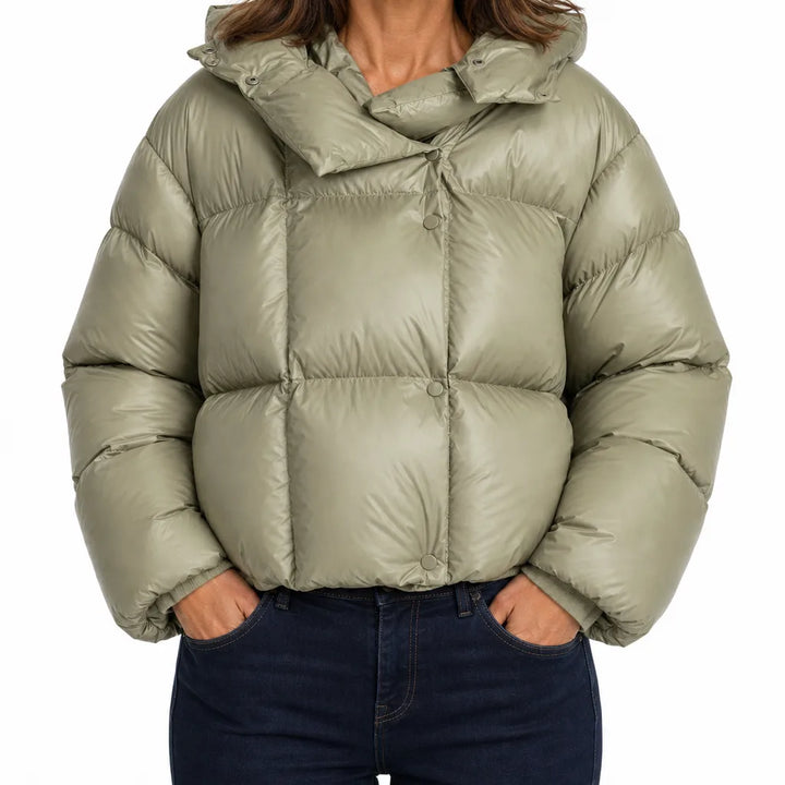 Owen Quilted Hooded Jacket - Color:Green;Size:XS