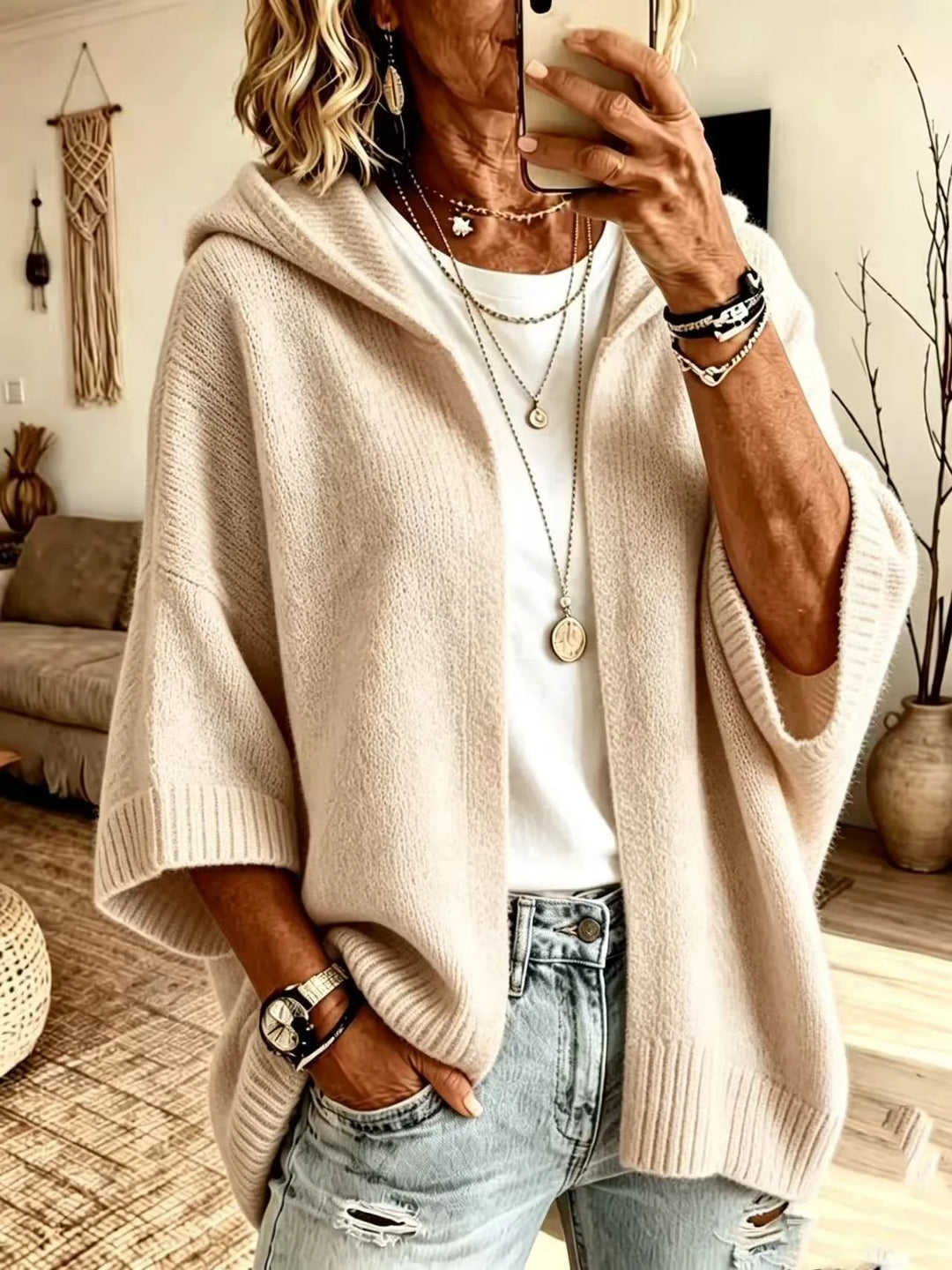 Palmer | Women's Cozy Hoodie Caridgan - Size:XS;Color:White
