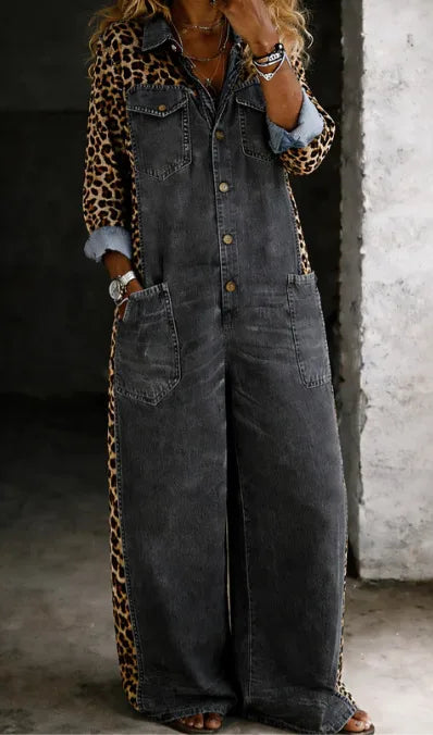Parris | Women's Denim Shirt Jumpsuit - Size:XS;Color:Black