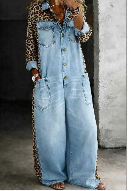 Parris | Women's Denim Shirt Jumpsuit - Size:XS;Color:Blue