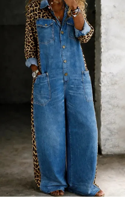 Parris | Women's Denim Shirt Jumpsuit - Size:XS;Color:Deep Blue