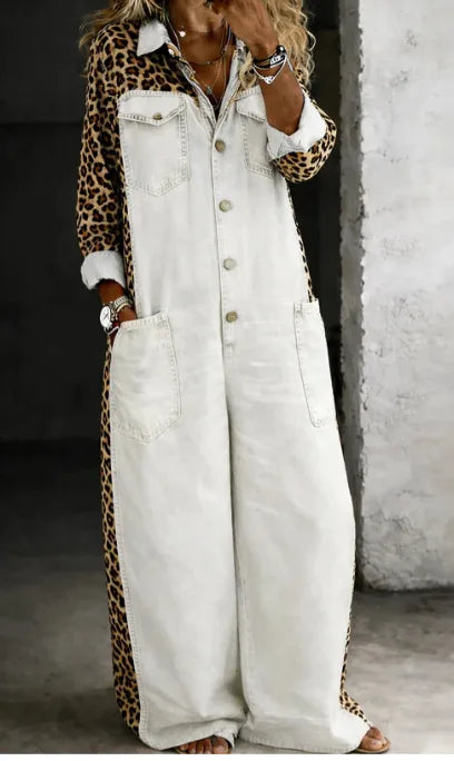 Parris | Women's Denim Shirt Jumpsuit - Size:XS;Color:White
