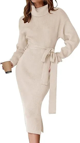 Paula | Women's Cozy Sweater Dress  - Size:S;Color:Off-White