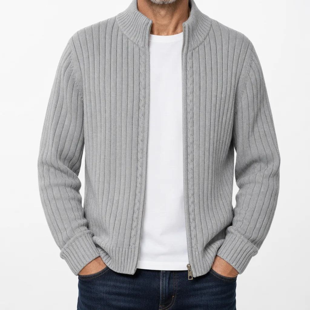 Pearce Stand Collar Cardigan - Color:Gray;Size:S