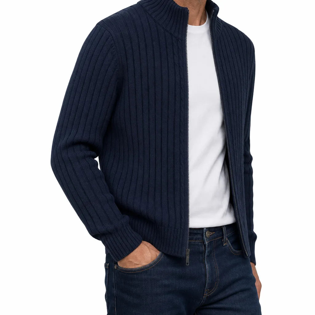 Men's Blue Harding Zip Knit Cardigan