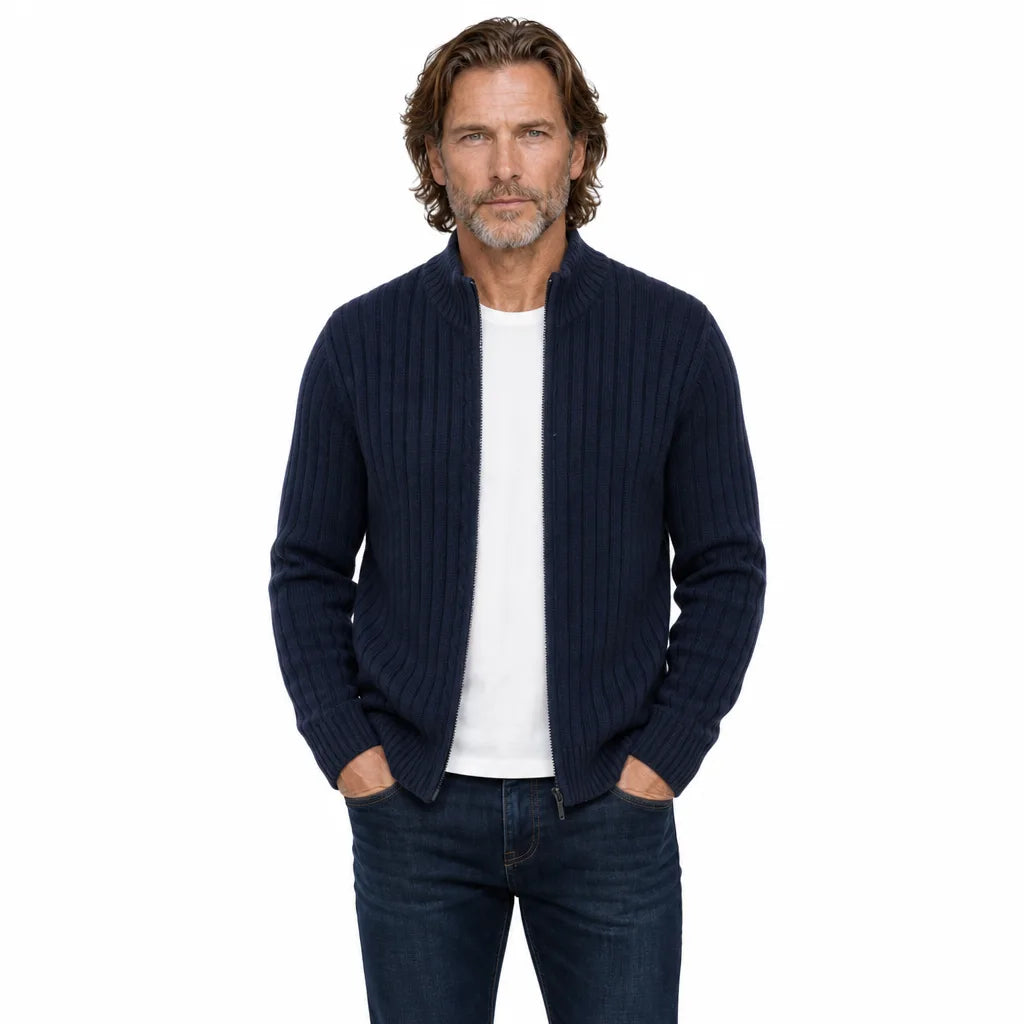 Men's Blue Harding Zip Knit Cardigan