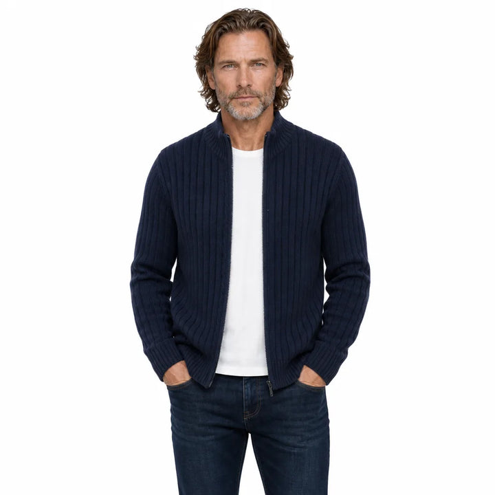 Men's Blue Harding Zip Knit Cardigan