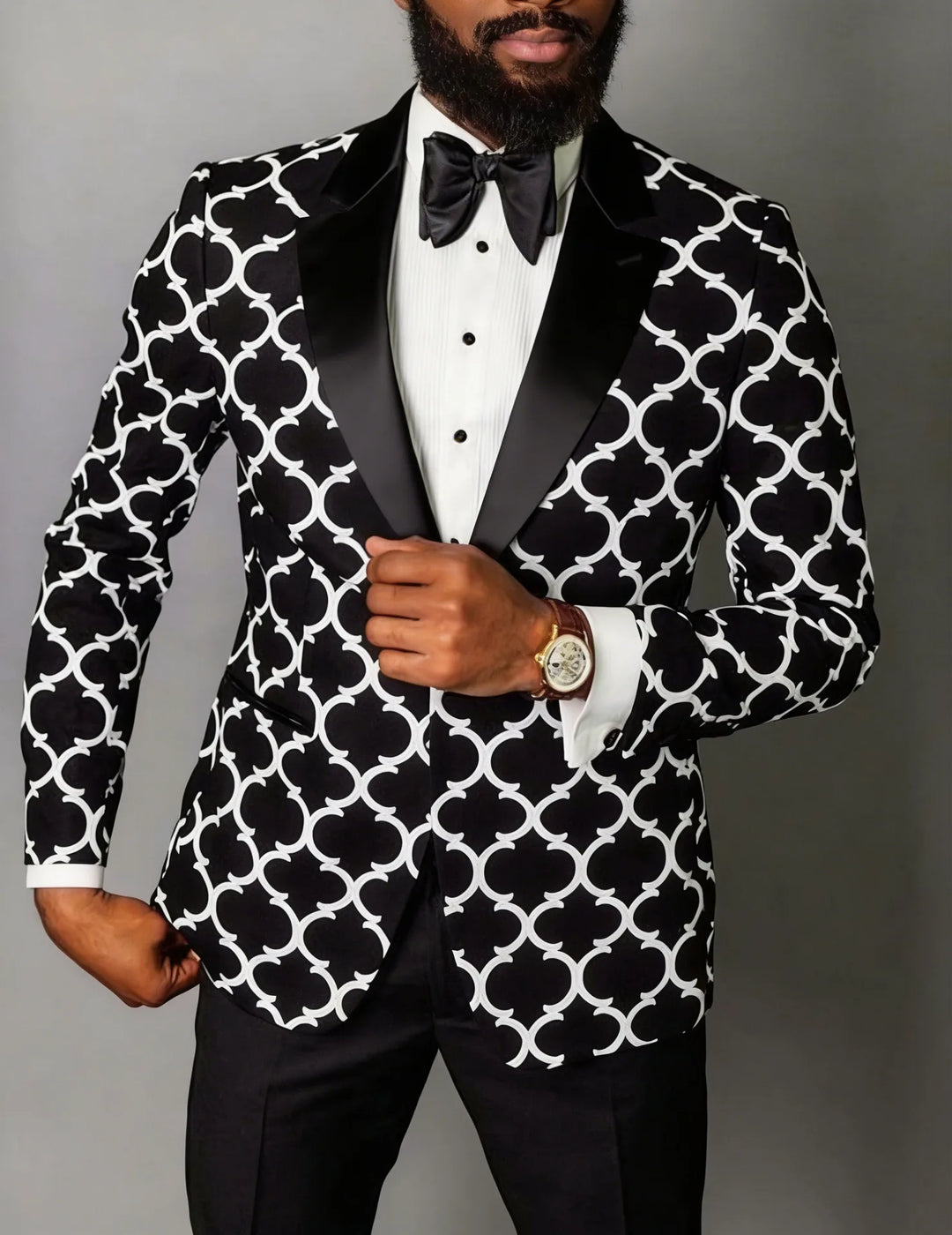 Pearce | Stylish Checkered Single Breasted Suit - Size:XS;Color:Black