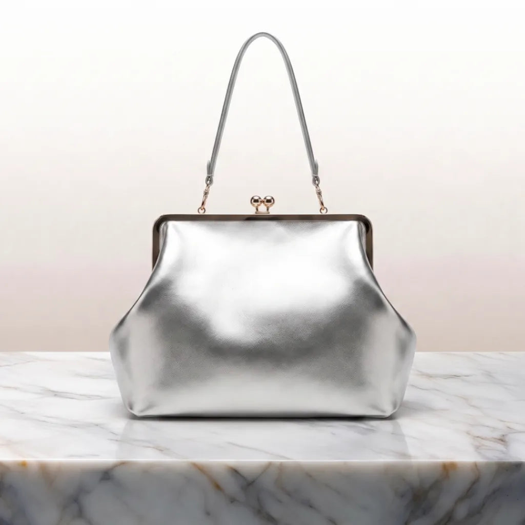 Penelope Designer Shoulder Bag - Color:Gray