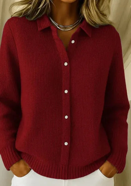 Penelope | Women's Soft Cozy Knit Cardgian  - Size:XS;Color:Red