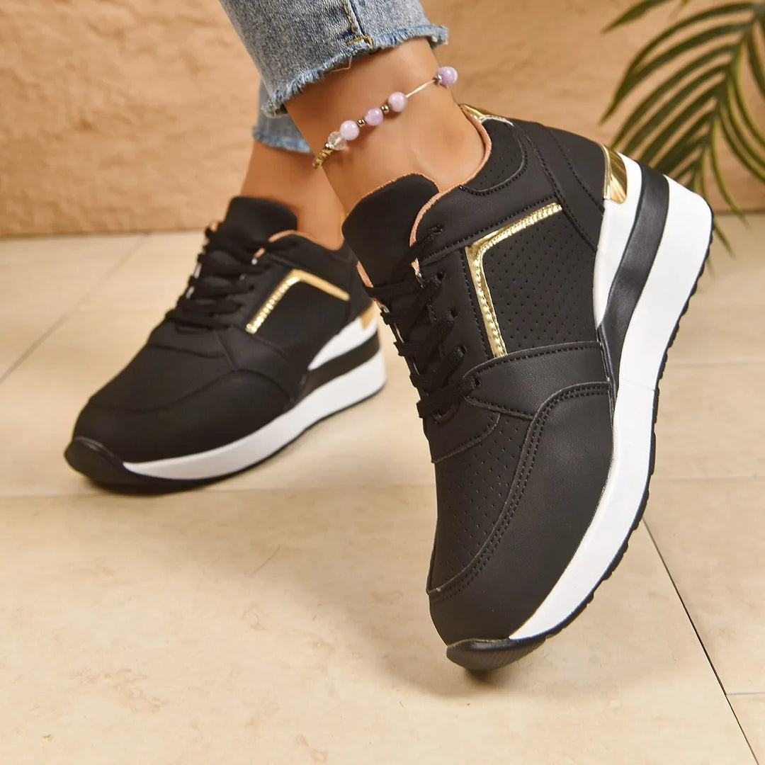 Penrose | Women's Orthopedic Wedge Sneakers - Color:Black;Size:36
