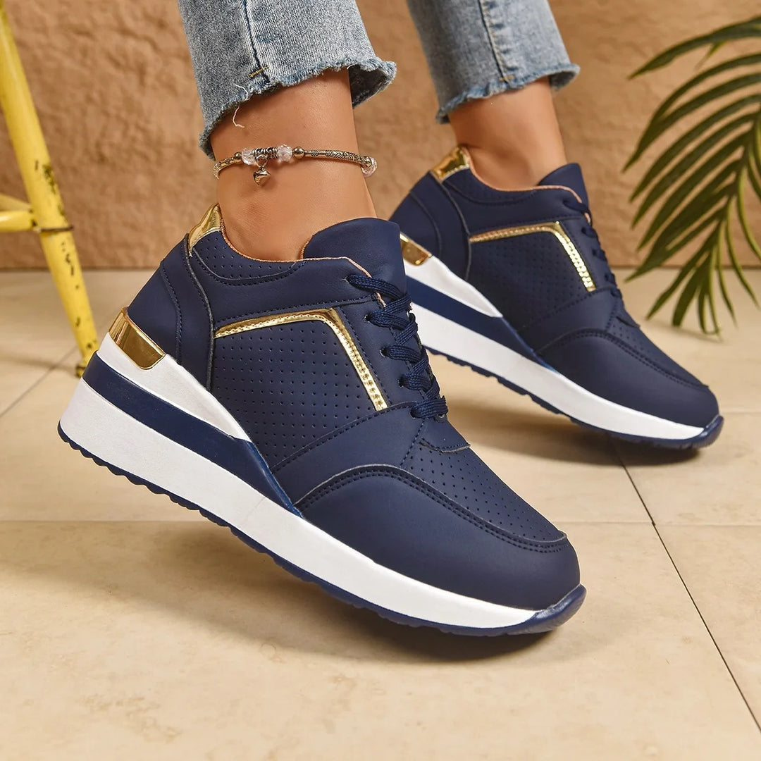 Penrose | Women's Orthopedic Wedge Sneakers - Color:Blue;Size:36