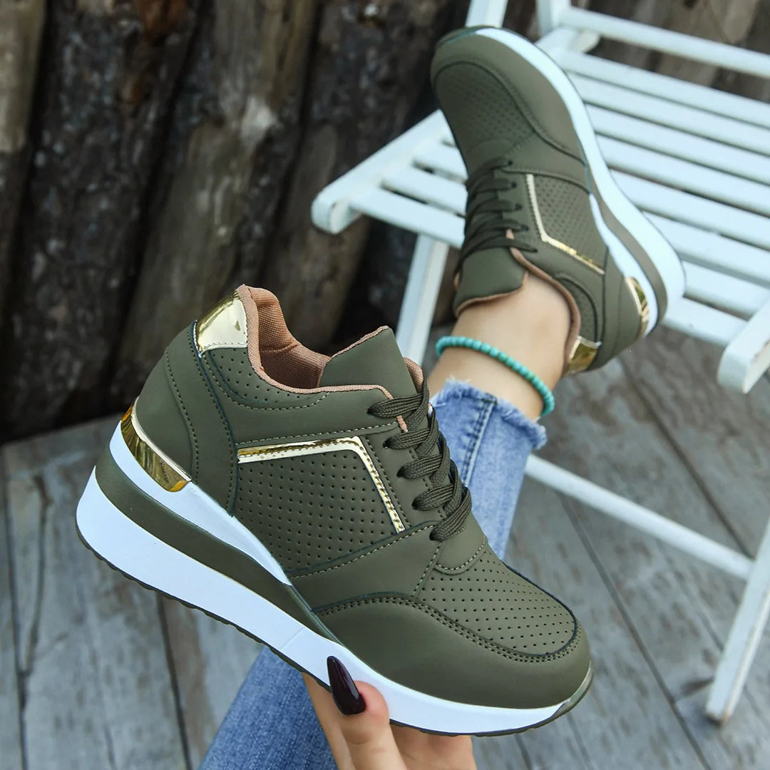 Penrose | Women's Orthopedic Wedge Sneakers - Color:Green;Size:36