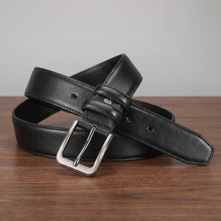 Percival | Designer Western Men's Leather Belt - Color:Black;Length:43.3 inches (110 cm)