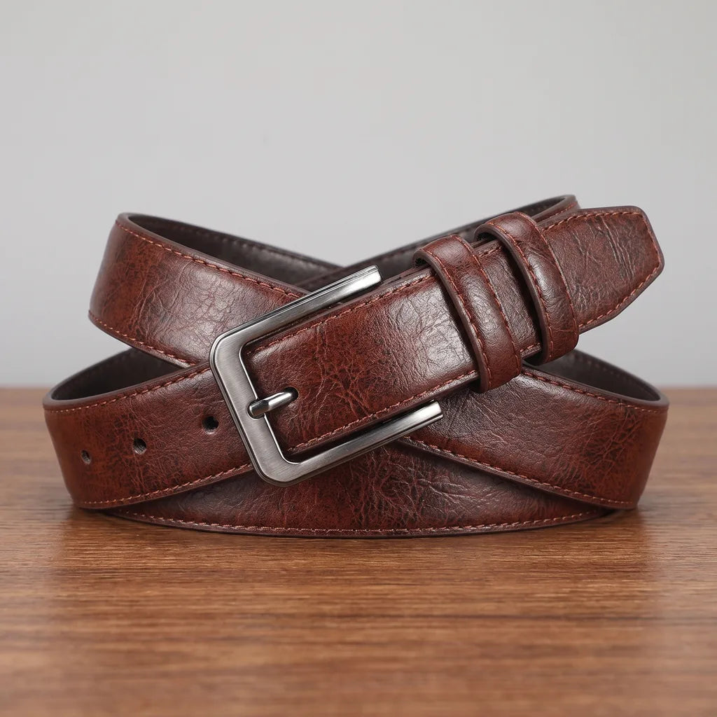 Percival | Designer Western Men's Leather Belt - Color:Brown;Length:43.3 inches (110 cm)