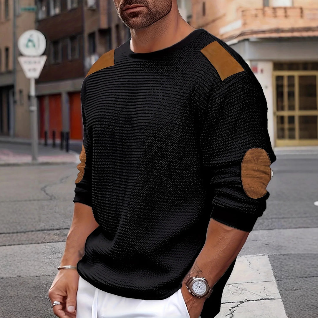 Percival | Men's Textured Knit Sweater - Color:Black;Size:XS