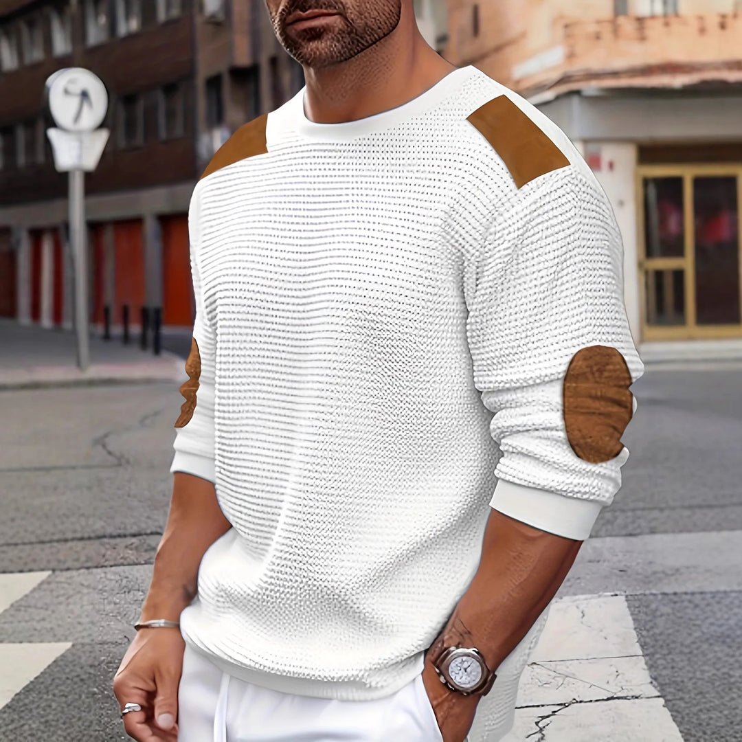 Percival | Men's Textured Knit Sweater - Color:White;Size:XS