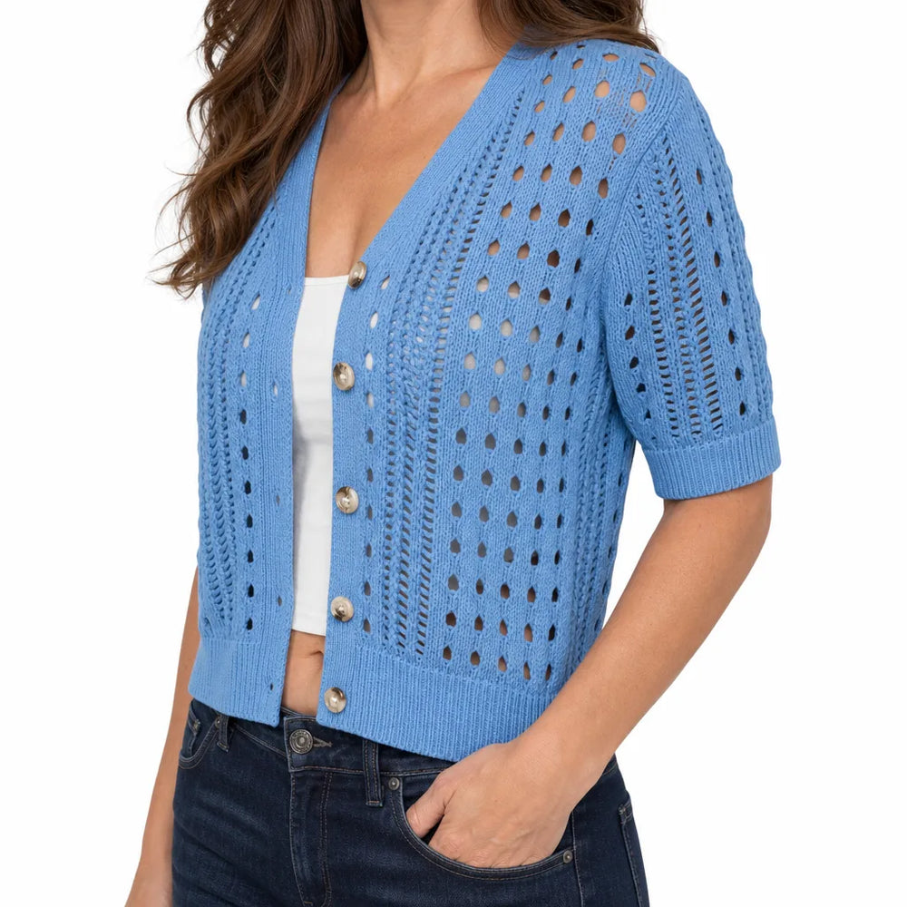 Women's Blue Eastman Open Knit Cardigan