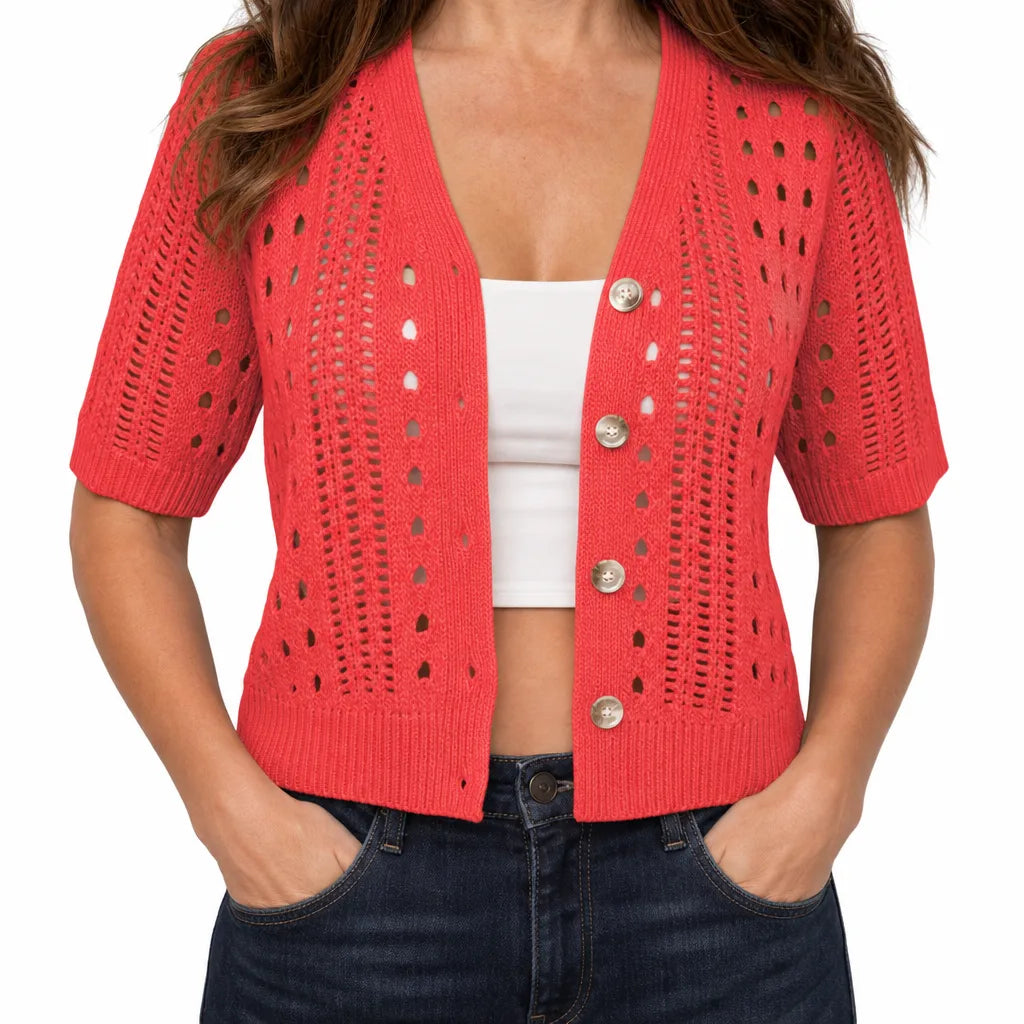 Persephone | Stylish Women's Cardigan - Color:Orange Red;Size:XS