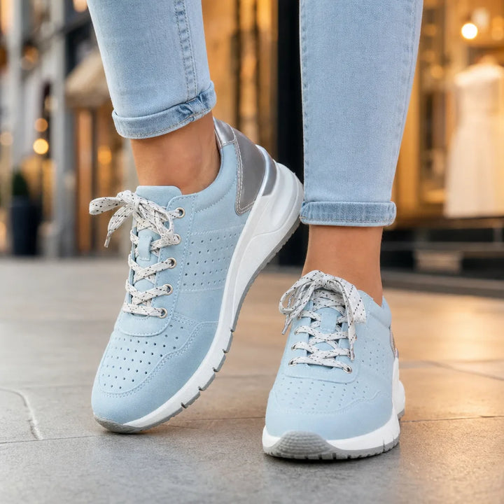 Pia | Stylish Lace-Up Platform Trainers - Color:Blue;Size:35
