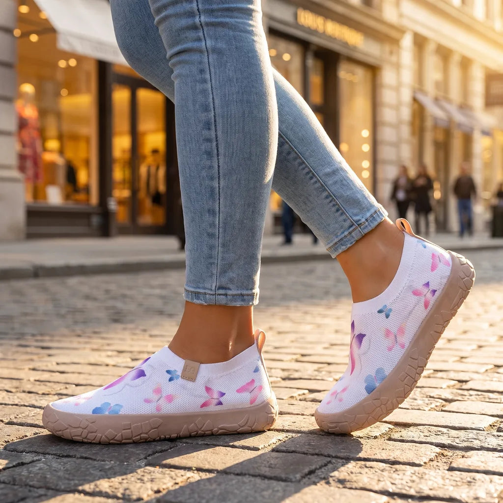 Poppy | Women's Orthopedic Slip-Ons - Color:White/Blue;Size:36