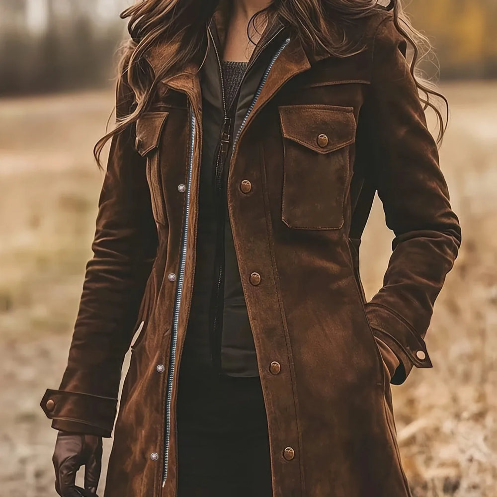 Women's Portia | Women's Longline Suede Winter Coat
