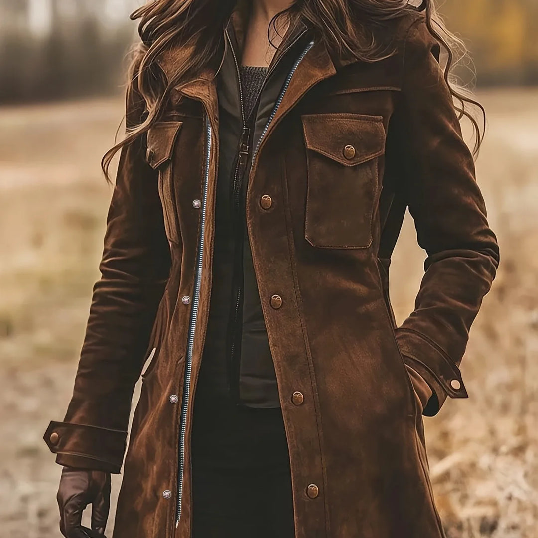 Women's Portia | Women's Longline Suede Winter Coat
