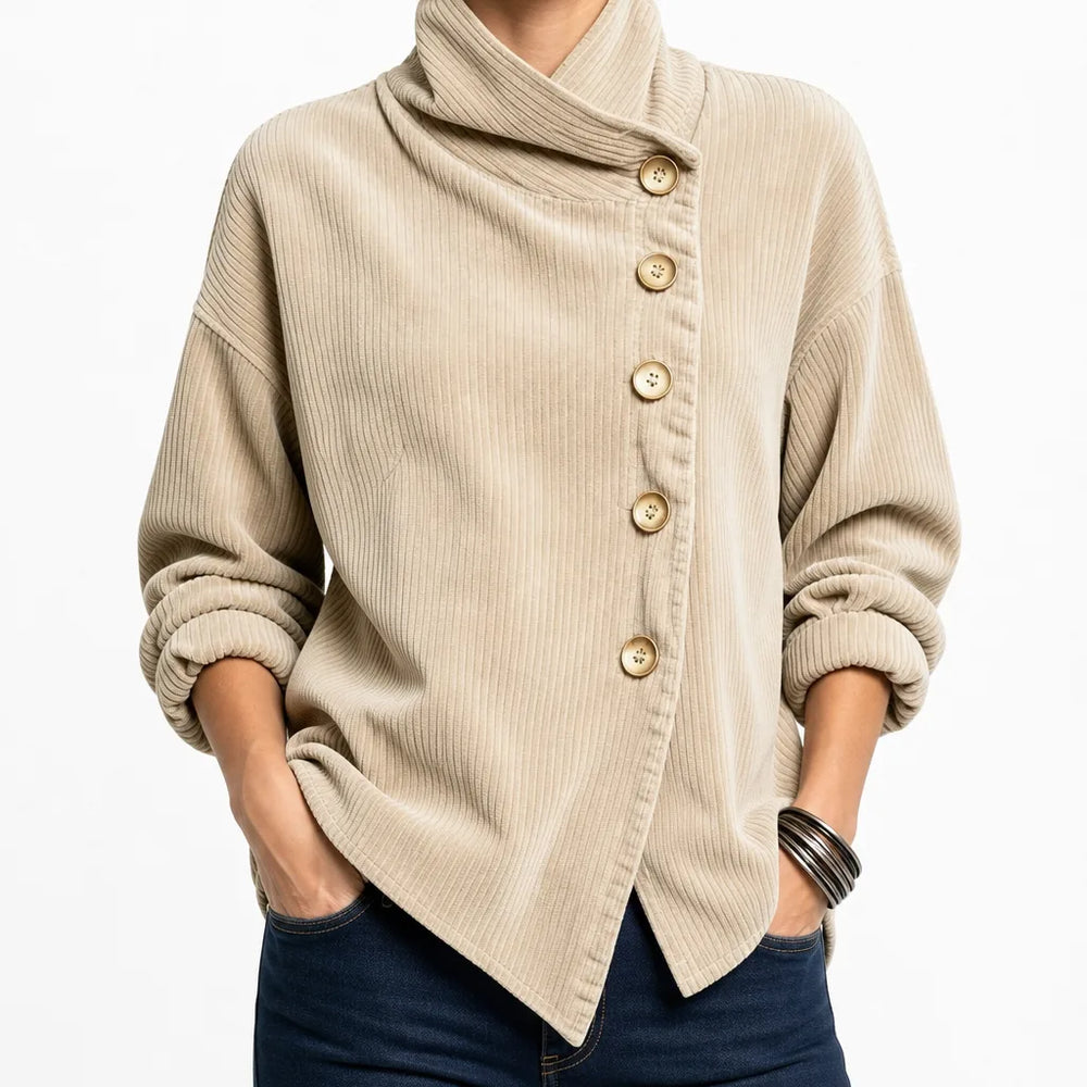 Princess | Women's Button-Up Corduroy Jacket  - Color:Beige;Size:XS