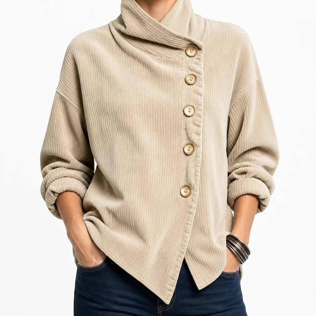 Princess | Women's Button-Up Corduroy Jacket  - Color:Beige;Size:XS