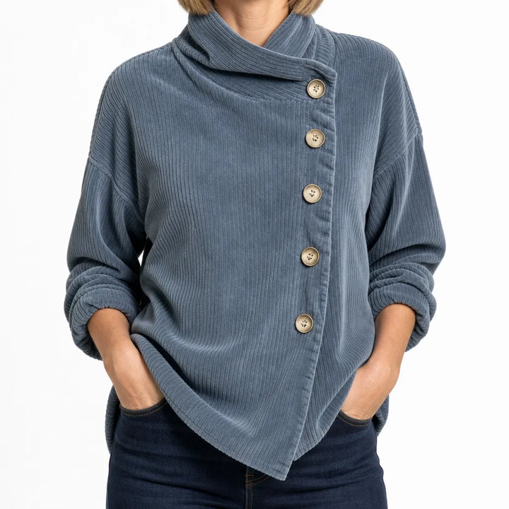 Princess | Women's Button-Up Corduroy Jacket  - Color:Blue;Size:XS