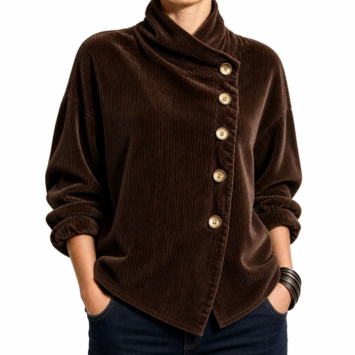 Princess | Women's Button-Up Corduroy Jacket  - Color:Brown;Size:XS