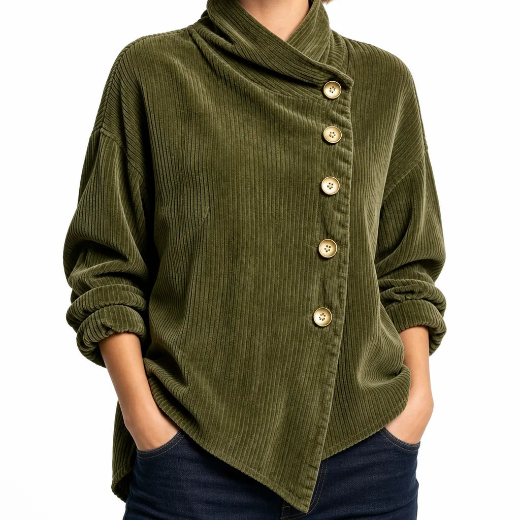 Princess | Women's Button-Up Corduroy Jacket  - Color:Green;Size:XS