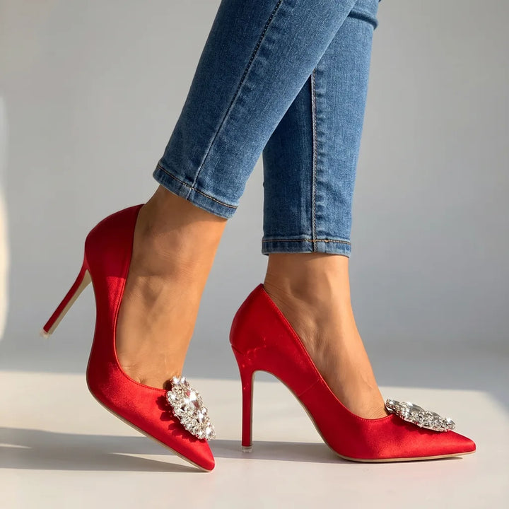 Princess | Women's Crystal Heels  - Color:Red;Size:35