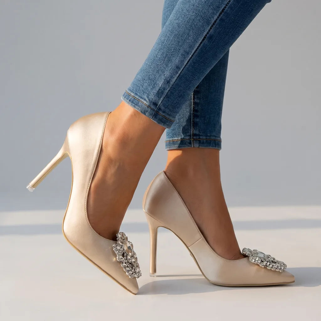 Princess | Women's Crystal Heels  - Color:Yellow;Size:35