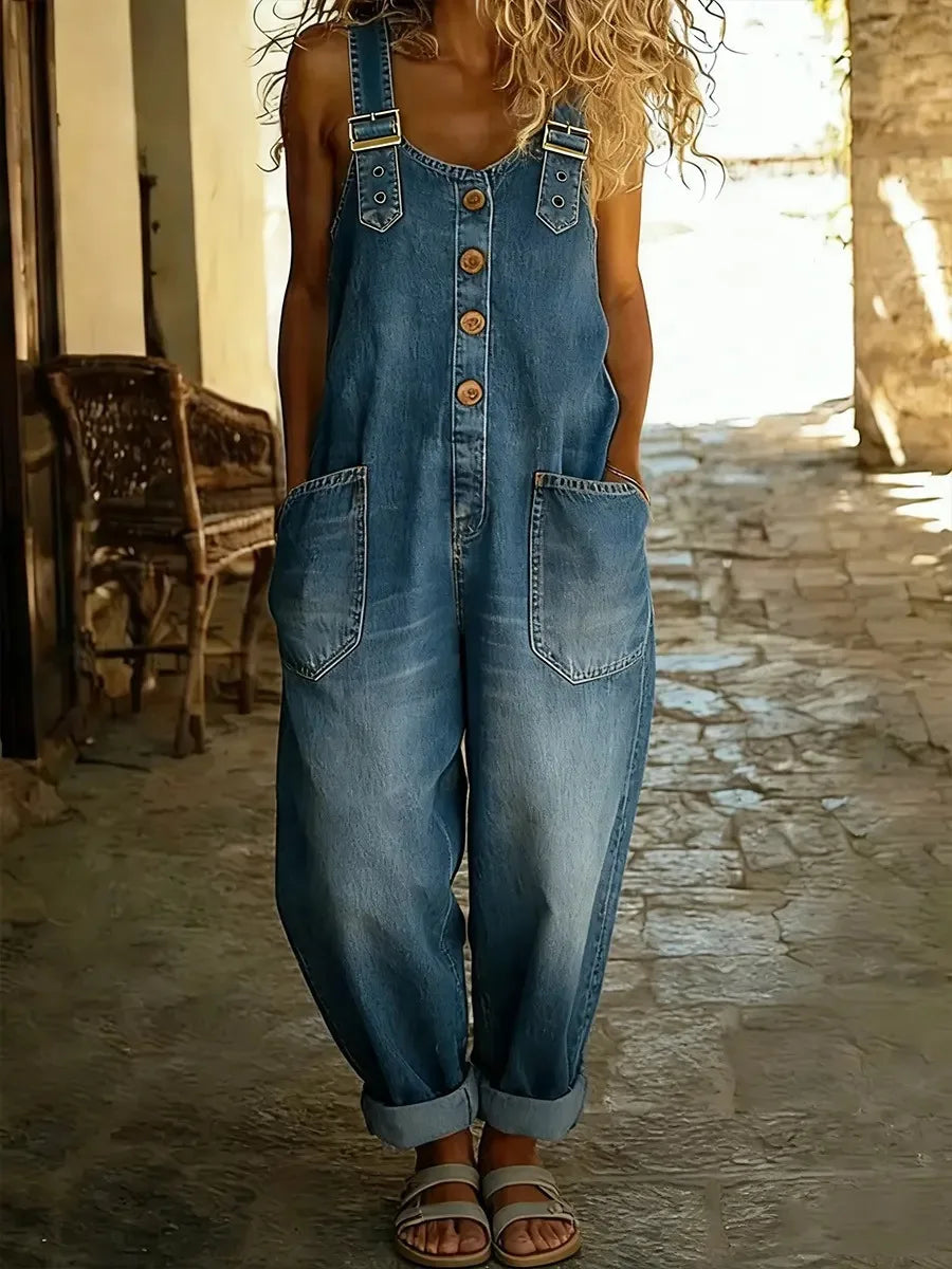 Pruitt | Vintage Women's Denim Overalls - Color:Blue;Size:XXS