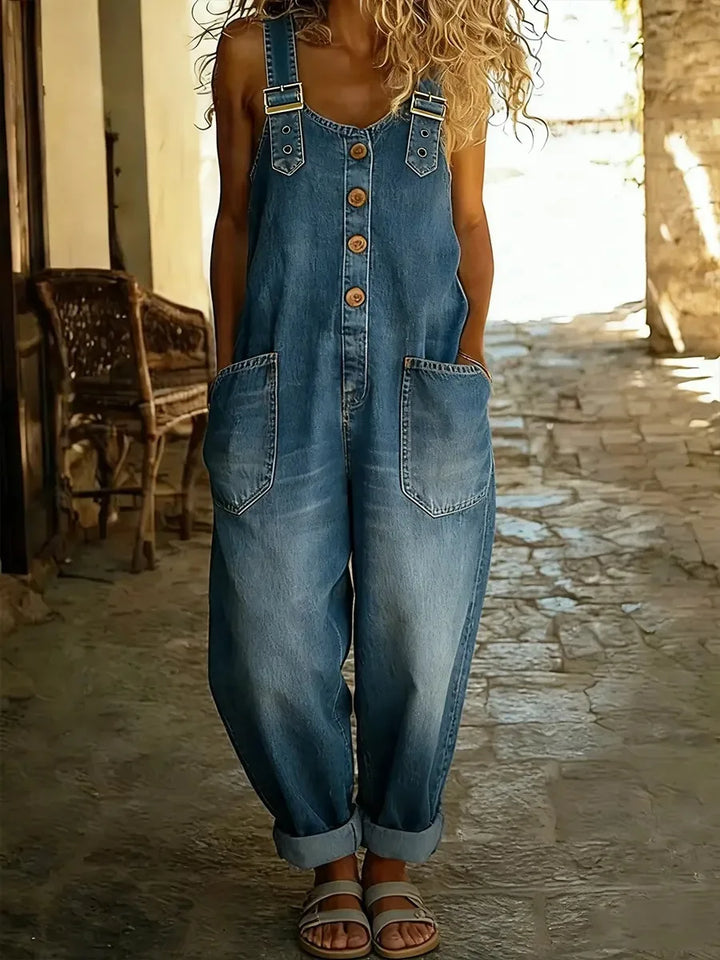 Pruitt | Vintage Women's Denim Overalls - Color:Blue;Size:XXS