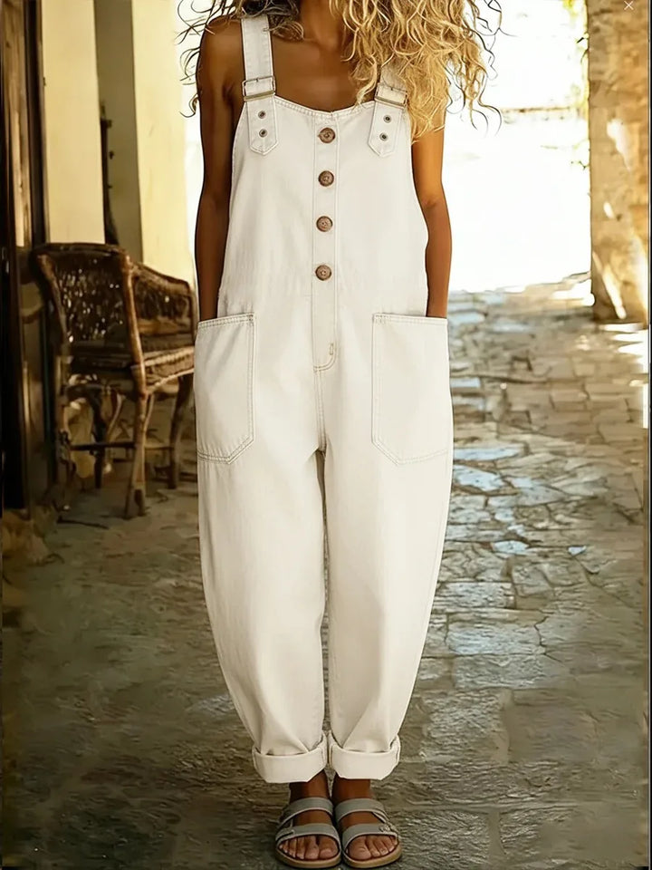 Pruitt | Vintage Women's Denim Overalls - Color:White;Size:XXS