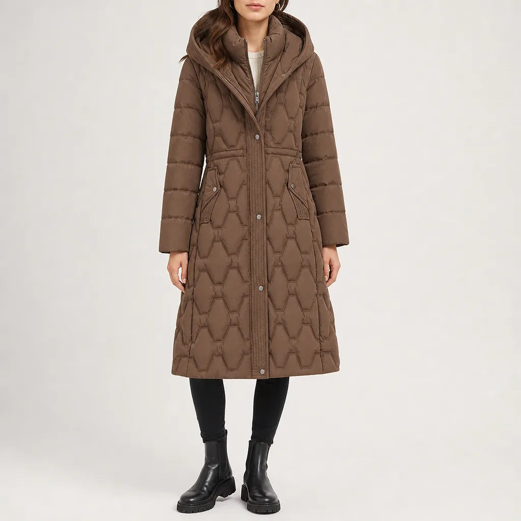 Quinn Long Padded Coat - Color:Brown;Size:S
