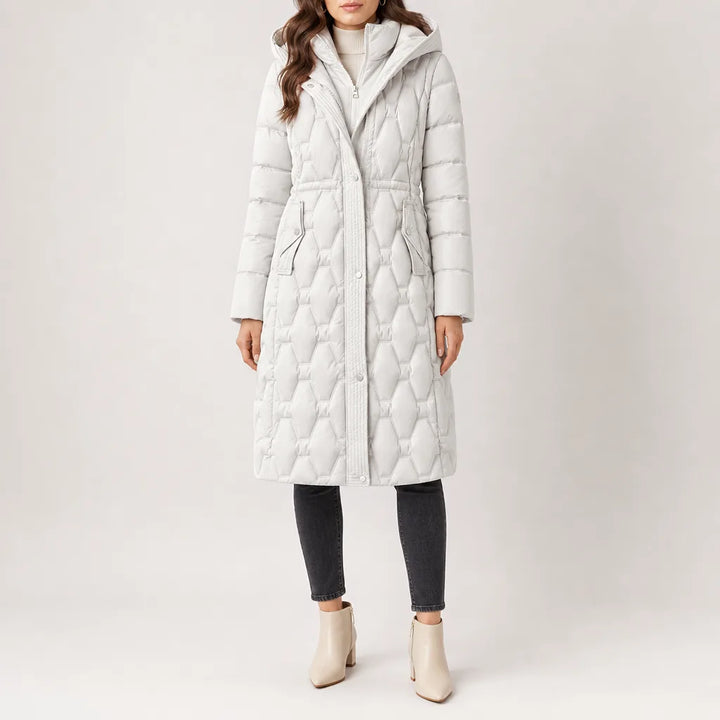 Quinn Long Padded Coat - Color:White;Size:S