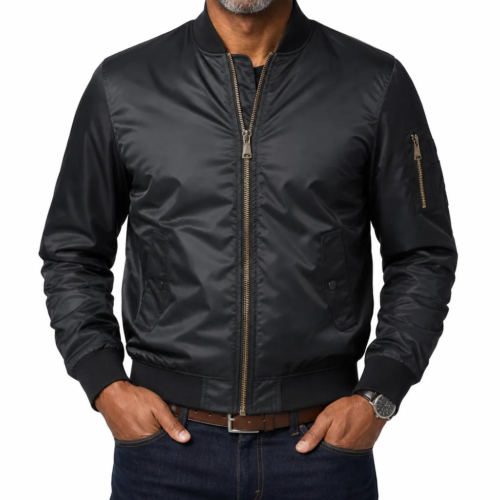Rafferty | Elegant Warm MA-1 Bomber Jacket for Fall - Color:Black;Size:XXS