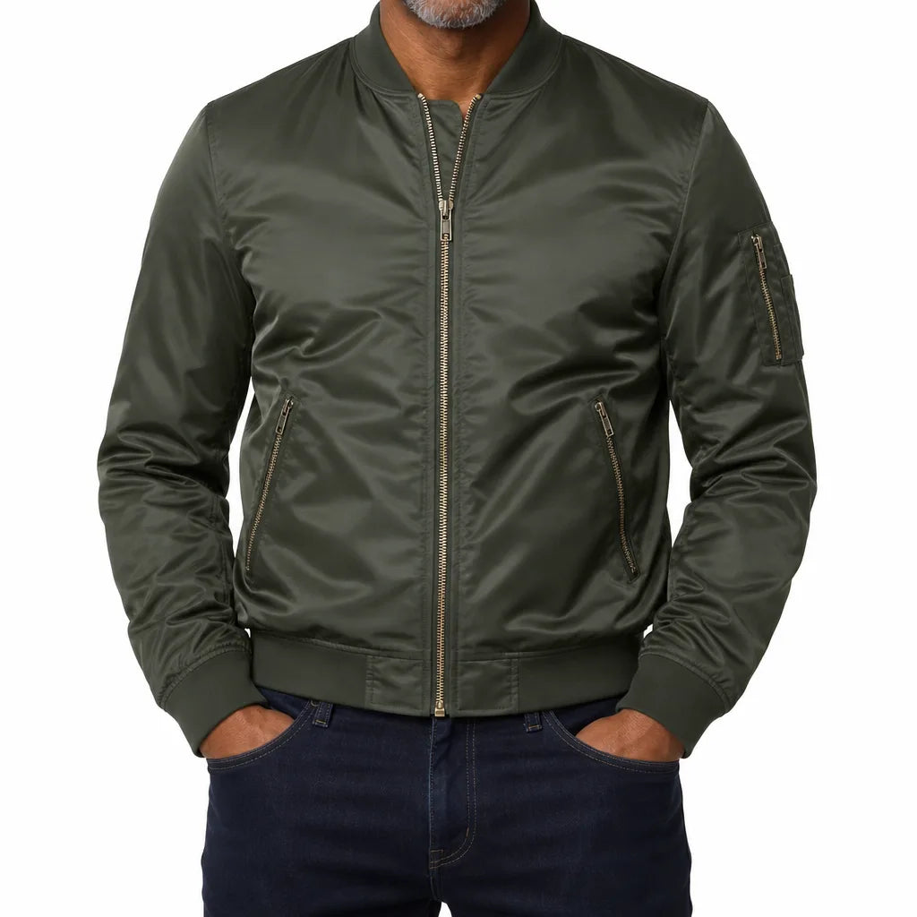 Rafferty | Elegant Warm MA-1 Bomber Jacket for Fall - Color:Green;Size:XXS