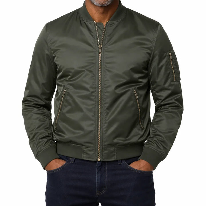 Rafferty | Elegant Warm MA-1 Bomber Jacket for Fall - Color:Green;Size:XXS