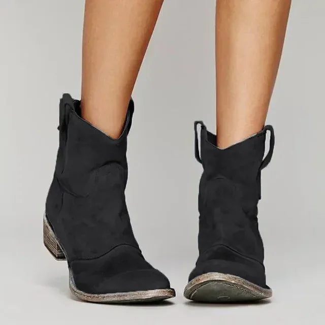 Rebecca |  Women's Vintage Cowboy Boots  - Color:Black;Size:35