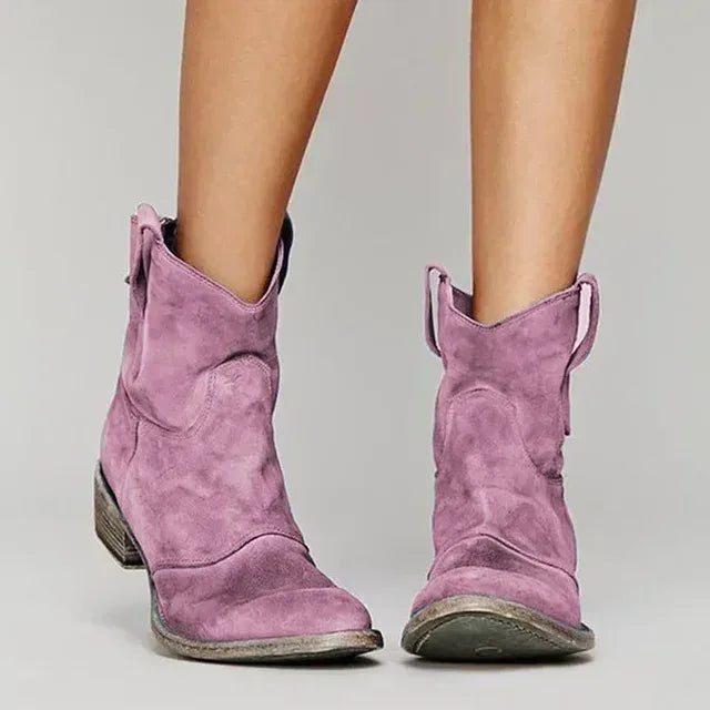Rebecca |  Women's Vintage Cowboy Boots  - Color:Pink;Size:35
