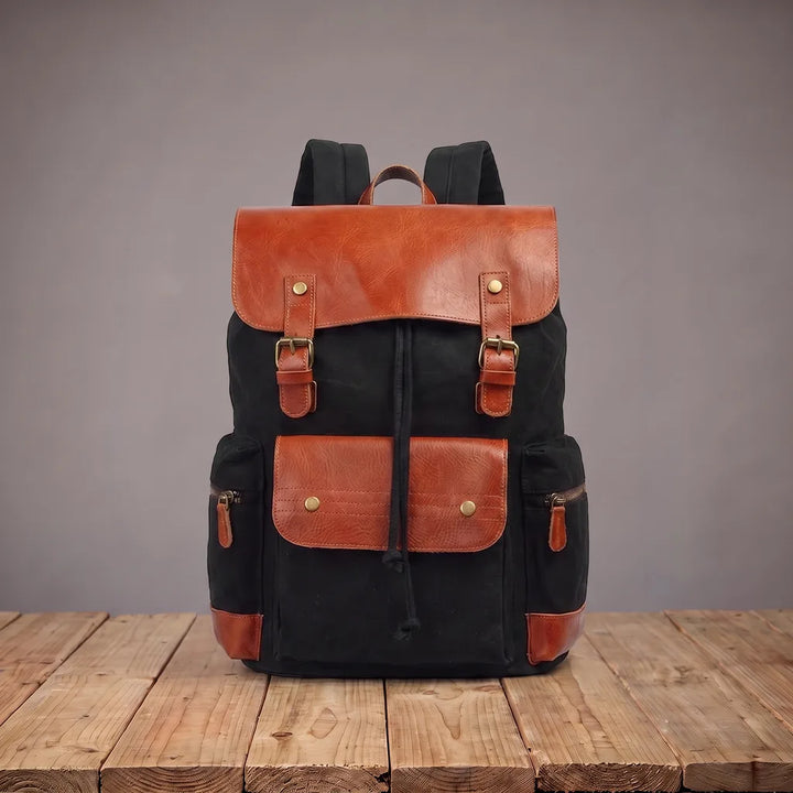 Redmond | Men's Canvas Travel Laptop Backpack  - Color:Black
